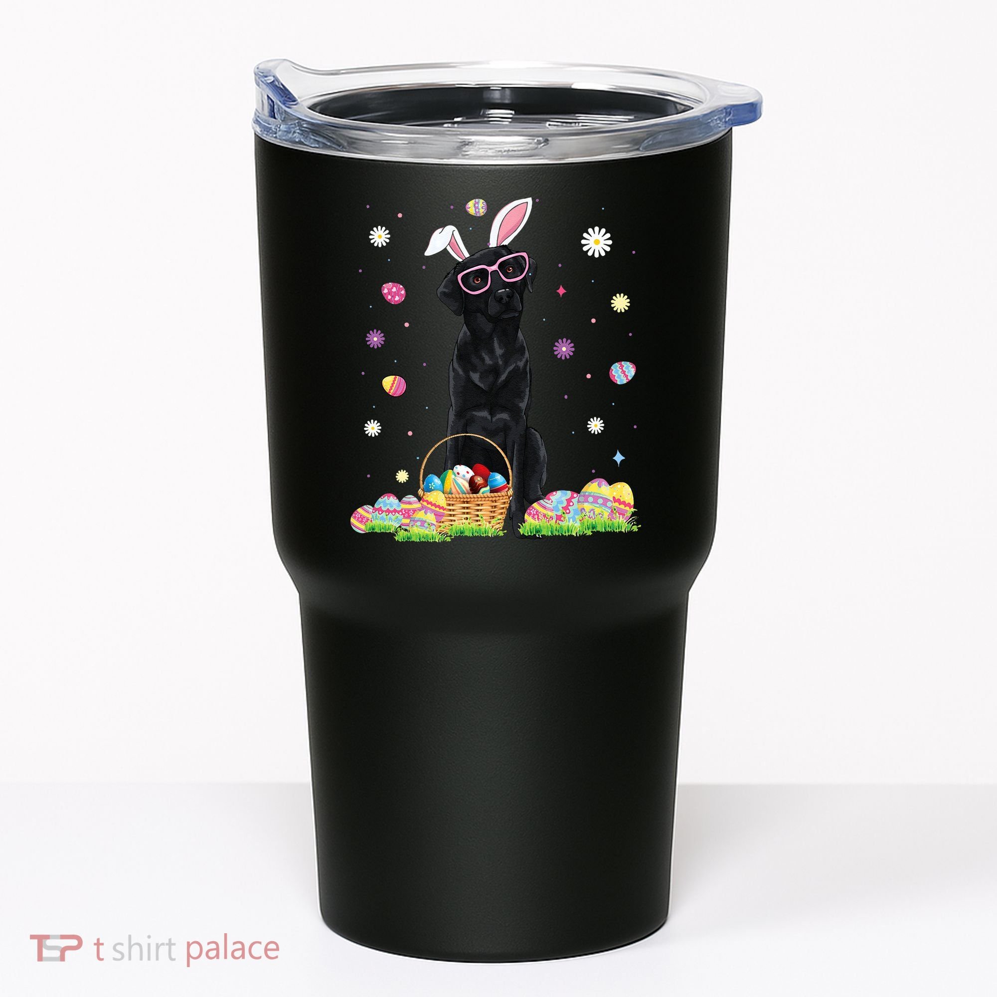 Happy Easter Cute Black Labrador Bunny Ears Dog Lovers Tumbler
