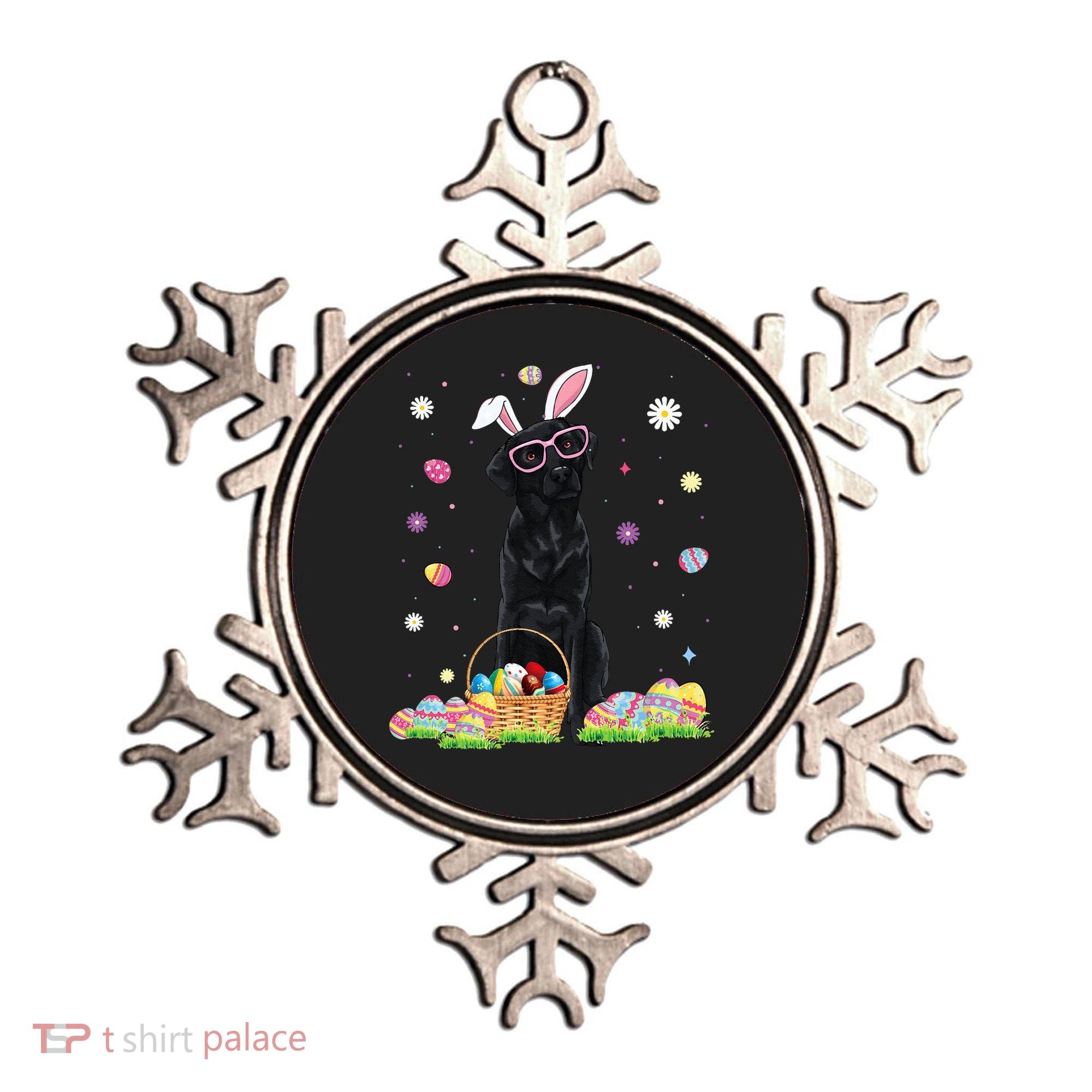 Happy Easter Cute Black Labrador Bunny Ears Dog Lovers Ornament