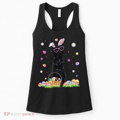 Happy Easter Cute Black Labrador Bunny Ears Dog Lovers Women's Tank Top