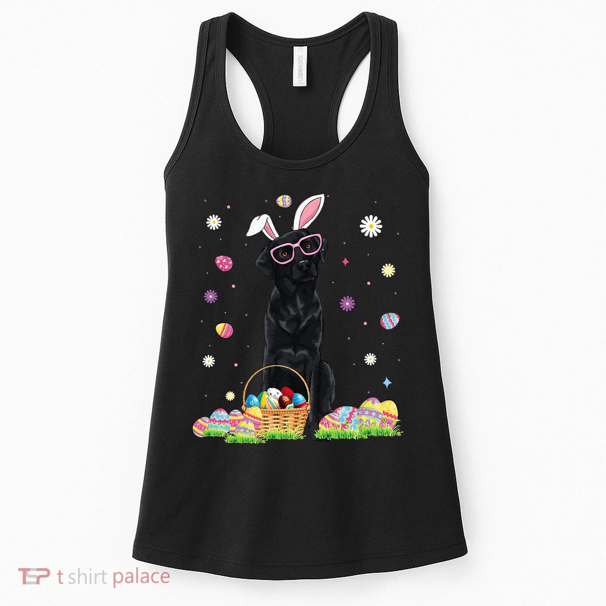 Happy Easter Cute Black Labrador Bunny Ears Dog Lovers Women's Tank Top