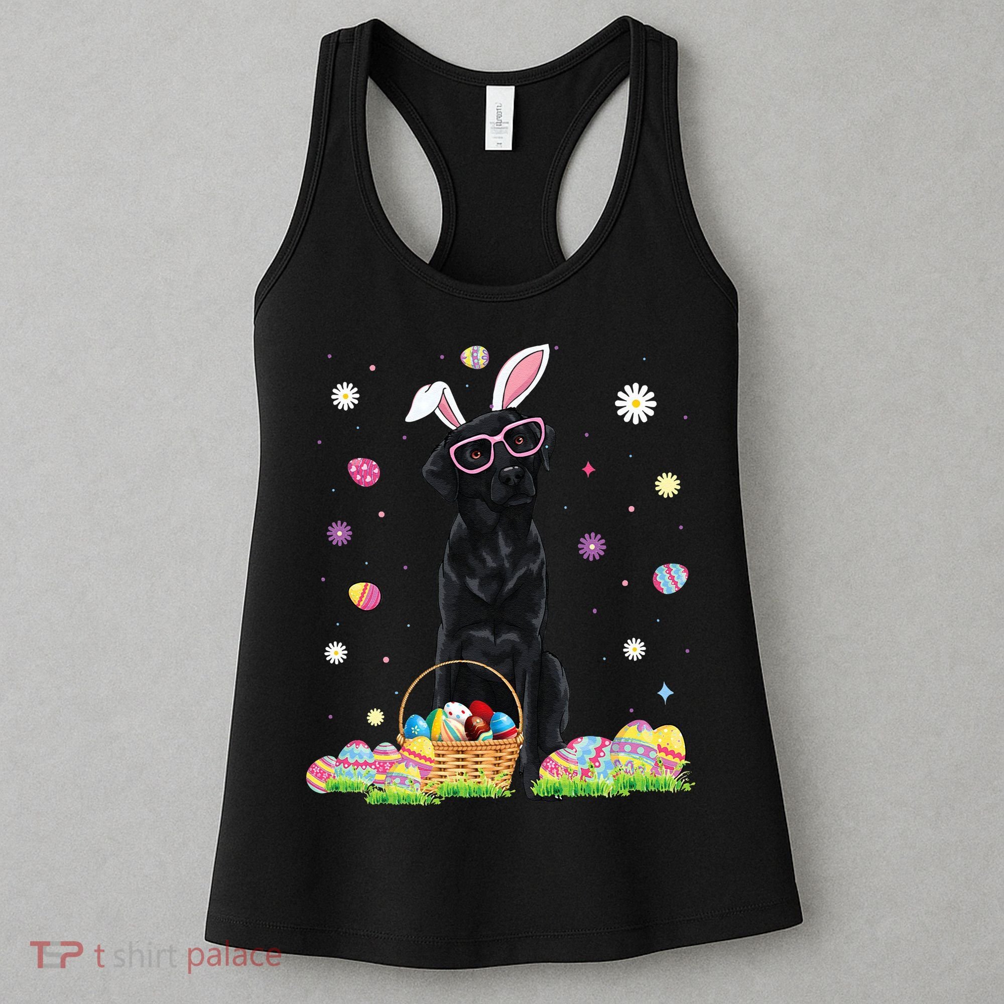 Happy Easter Cute Black Labrador Bunny Ears Dog Lovers Women's Tank Top