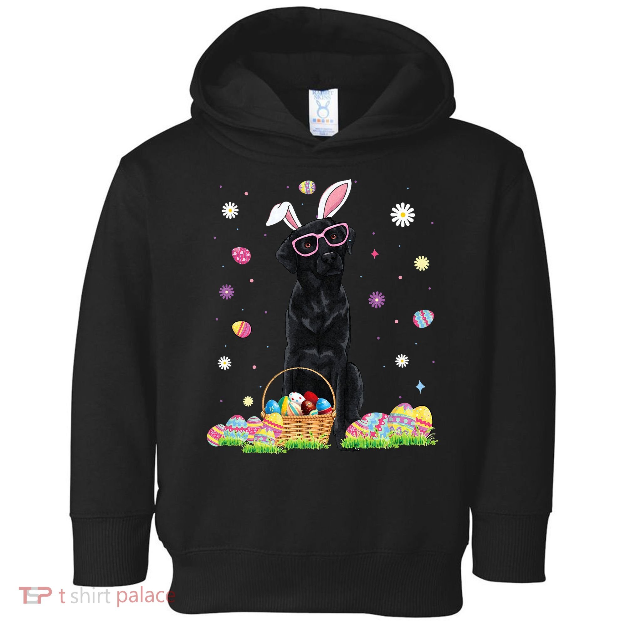 Happy Easter Cute Black Labrador Bunny Ears Dog Lovers Toddler Hoodie