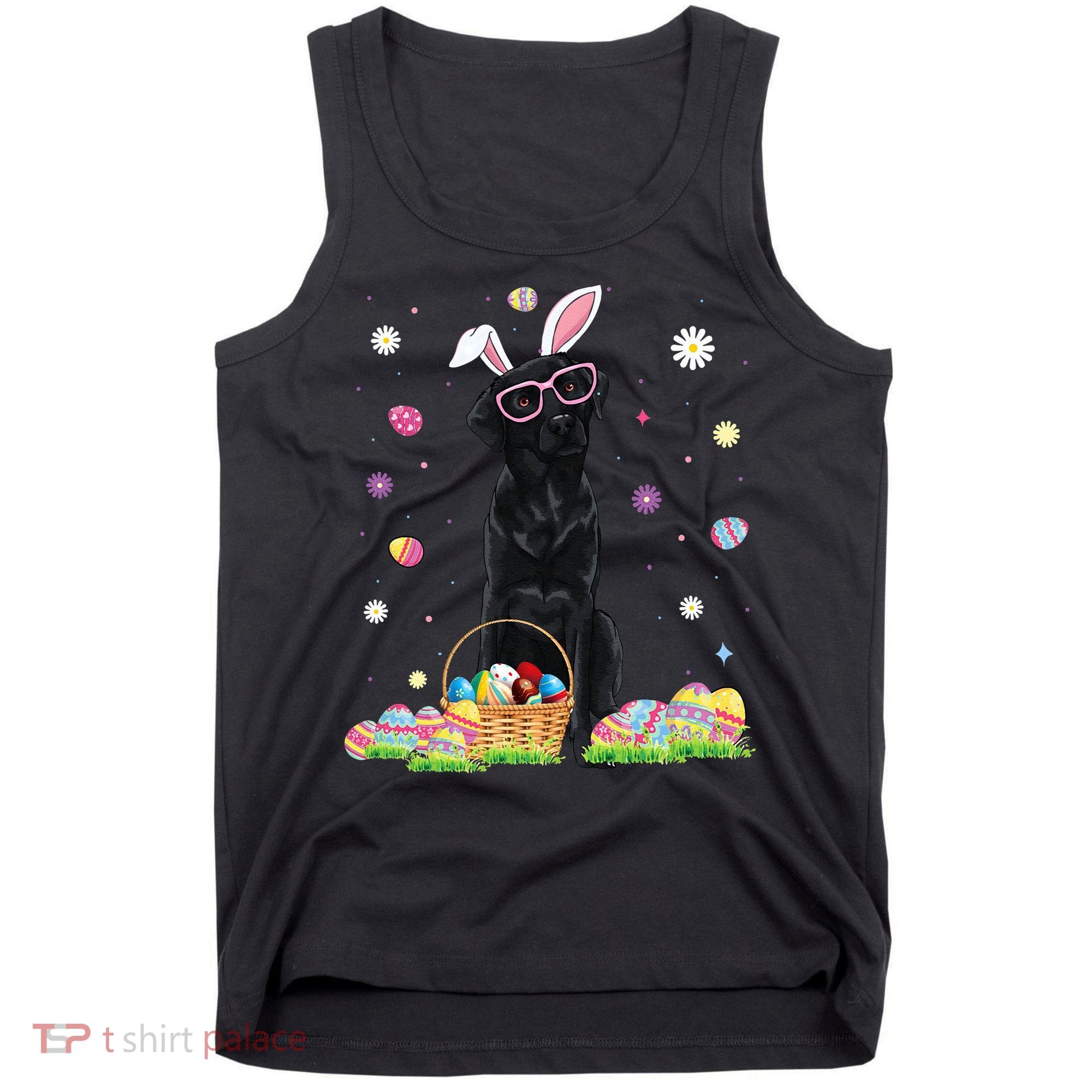 Happy Easter Cute Black Labrador Bunny Ears Dog Lovers Tank Top
