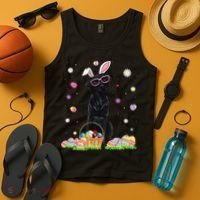 Happy Easter Cute Black Labrador Bunny Ears Dog Lovers Tank Top thumb 4
