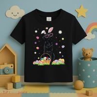 Happy Easter Cute Black Labrador Bunny Ears Dog Lovers Toddler T-Shirt thumb 3