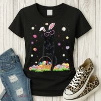 Happy Easter Cute Black Labrador Bunny Ears Dog Lovers Women's T-Shirt thumb 3