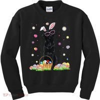 Happy Easter Cute Black Labrador Bunny Ears Dog Lovers Kids Sweatshirt thumb 0