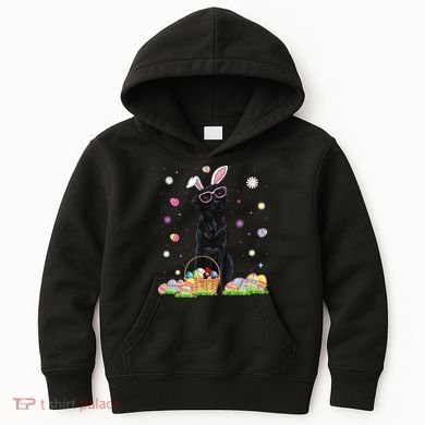 Happy Easter Cute Black Labrador Bunny Ears Dog Lovers Kids Hoodie
