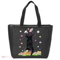 Happy Easter Cute Black Labrador Bunny Ears Dog Lovers Tote Bag thumb 0