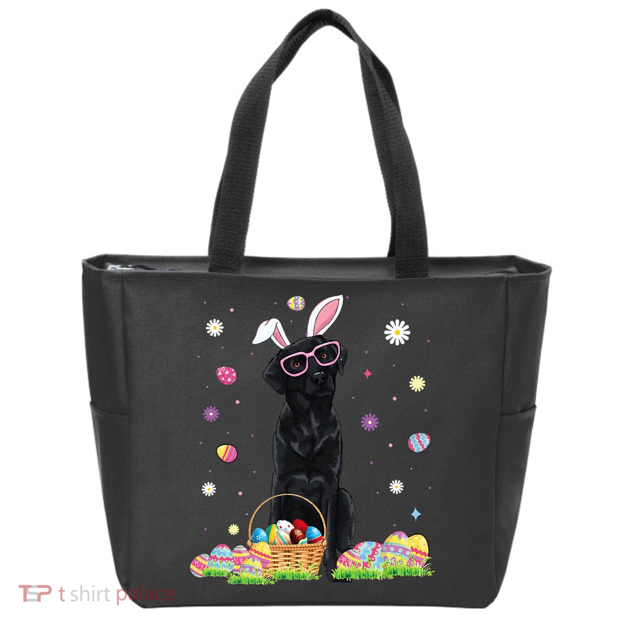 Happy Easter Cute Black Labrador Bunny Ears Dog Lovers Tote Bag