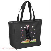 Happy Easter Cute Black Labrador Bunny Ears Dog Lovers Tote Bag thumb 2