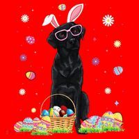 Happy Easter Cute Black Labrador Bunny Ears Dog Lovers Santa Hat thumb 1