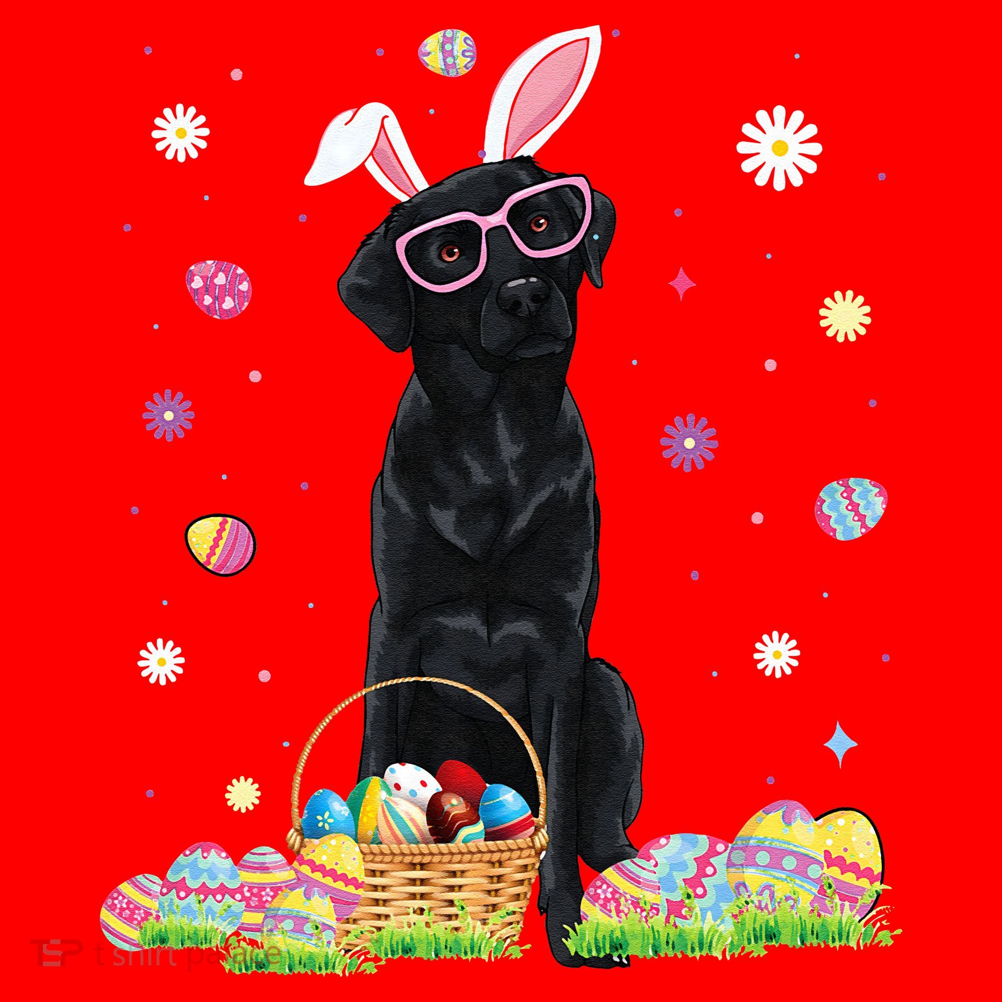 Happy Easter Cute Black Labrador Bunny Ears Dog Lovers Santa Hat