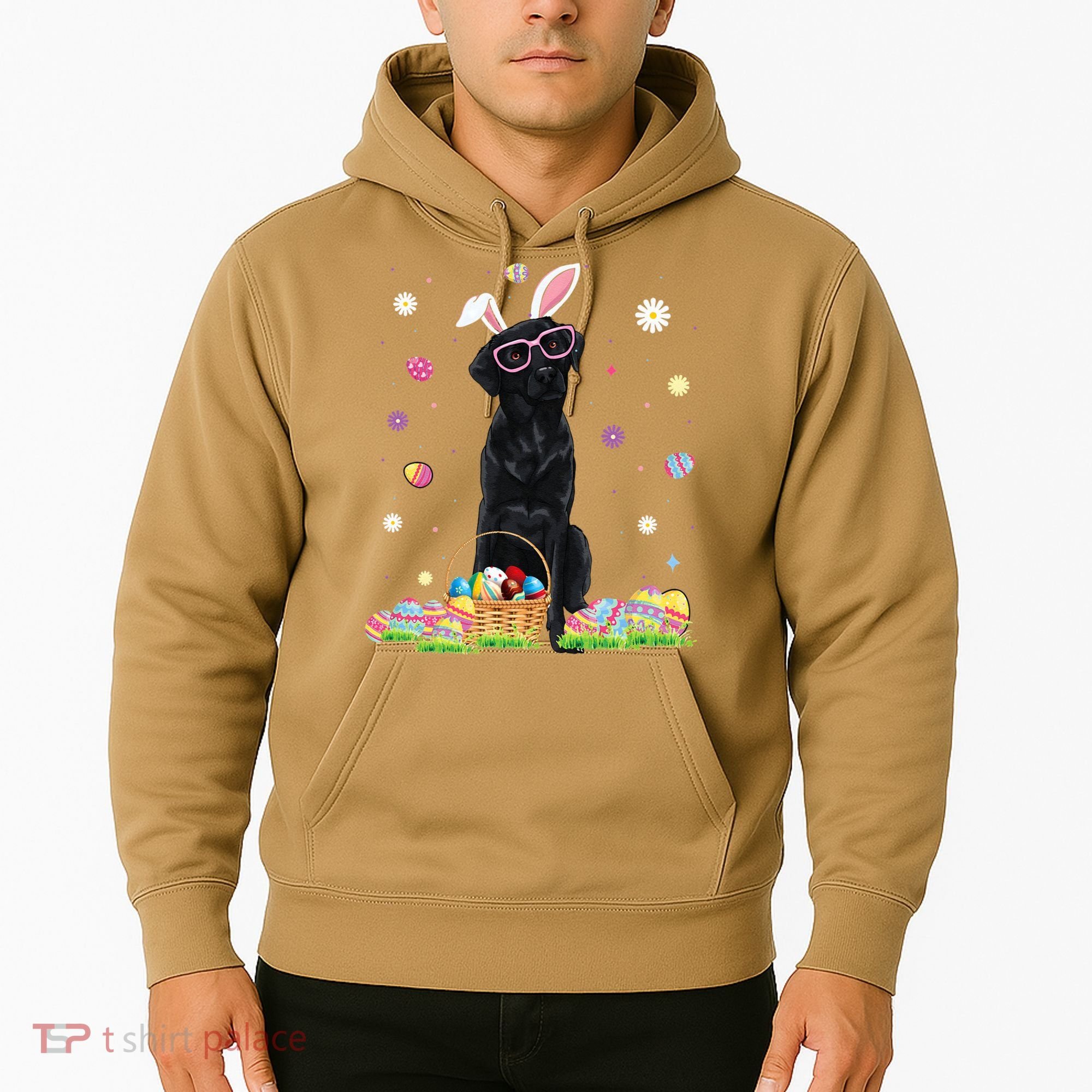 Happy Easter Cute Black Labrador Bunny Ears Dog Lovers Hoodie