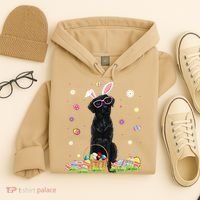 Happy Easter Cute Black Labrador Bunny Ears Dog Lovers Hoodie thumb 4