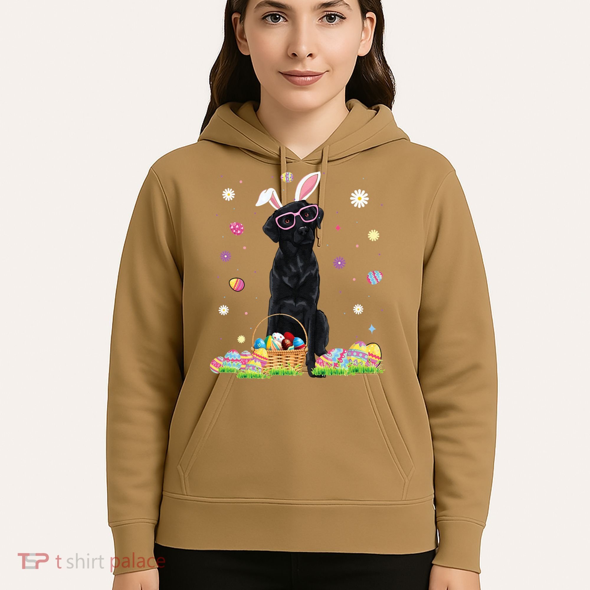 Happy Easter Cute Black Labrador Bunny Ears Dog Lovers Hoodie