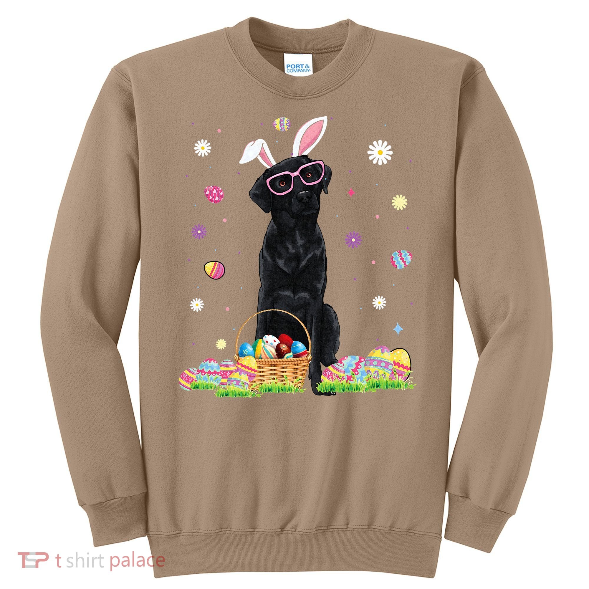 Happy Easter Cute Black Labrador Bunny Ears Dog Lovers Sweatshirt