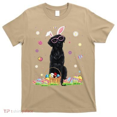 Happy Easter Cute Black Labrador Bunny Ears Dog Lovers T-Shirt