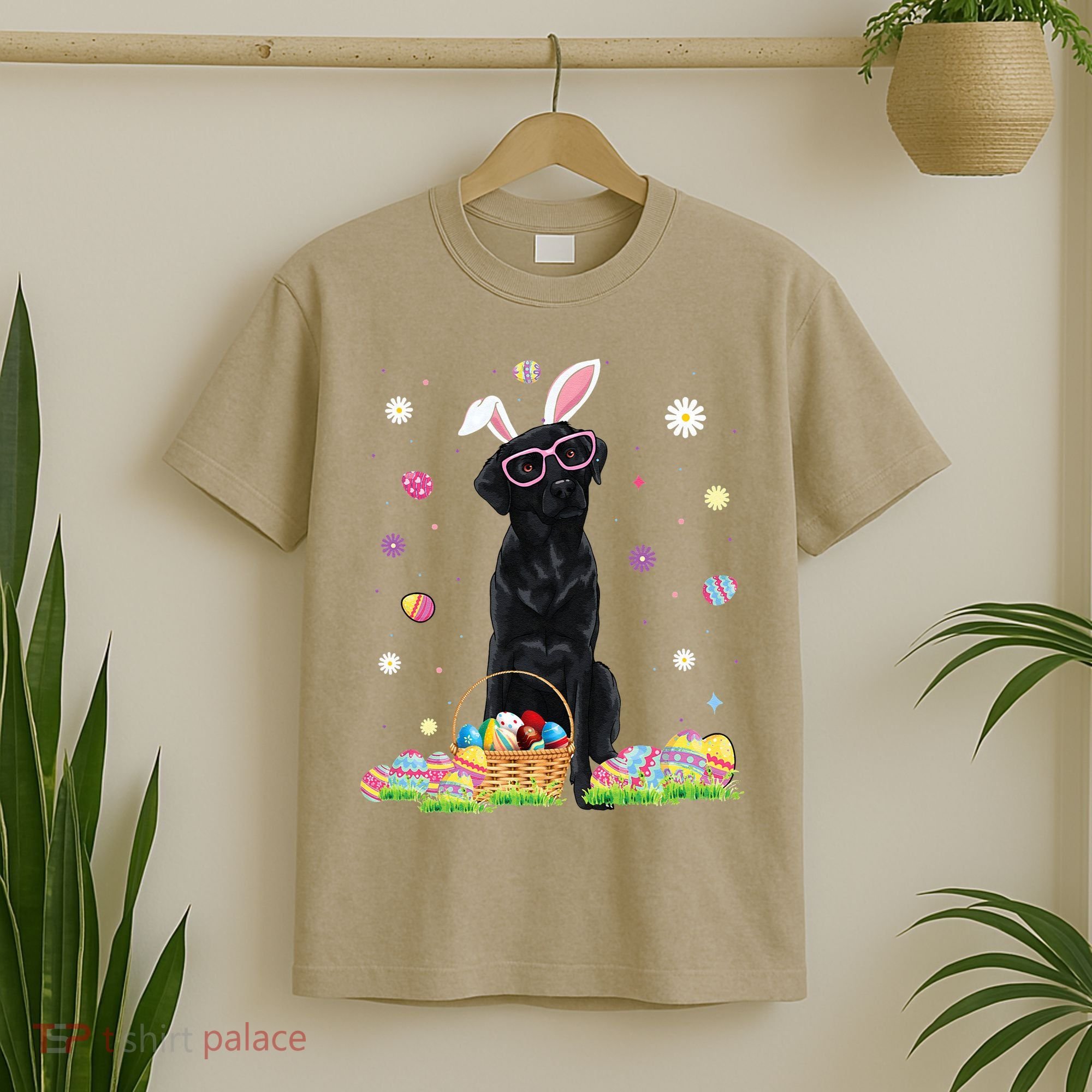 Happy Easter Cute Black Labrador Bunny Ears Dog Lovers T-Shirt