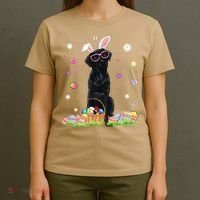 Happy Easter Cute Black Labrador Bunny Ears Dog Lovers T-Shirt thumb 4