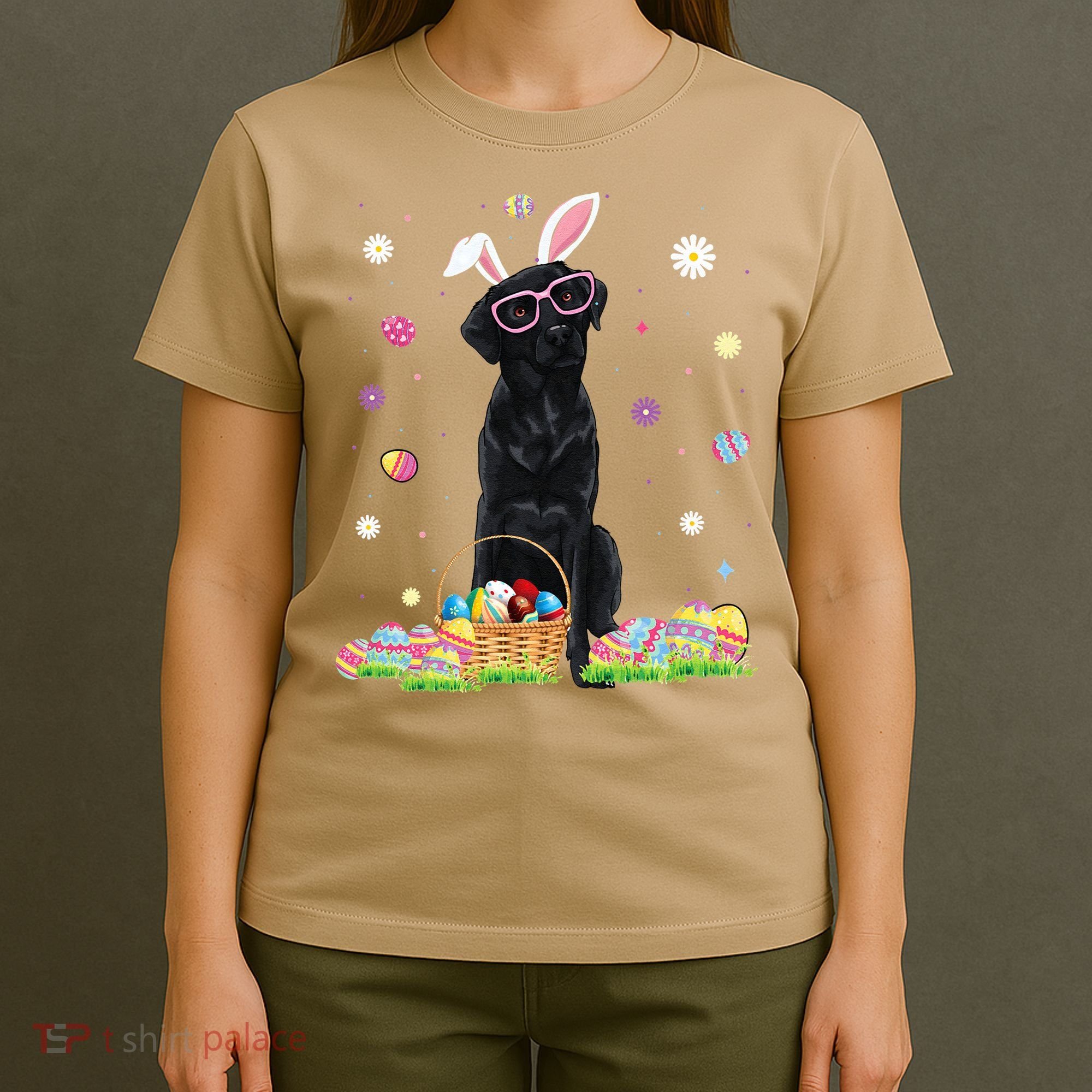 Happy Easter Cute Black Labrador Bunny Ears Dog Lovers T-Shirt