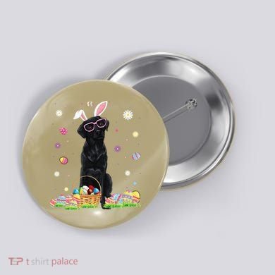 Happy Easter Cute Black Labrador Bunny Ears Dog Lovers Button