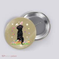Happy Easter Cute Black Labrador Bunny Ears Dog Lovers Button thumb 0