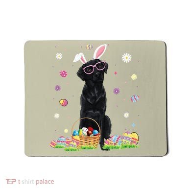 Happy Easter Cute Black Labrador Bunny Ears Dog Lovers Mousepad