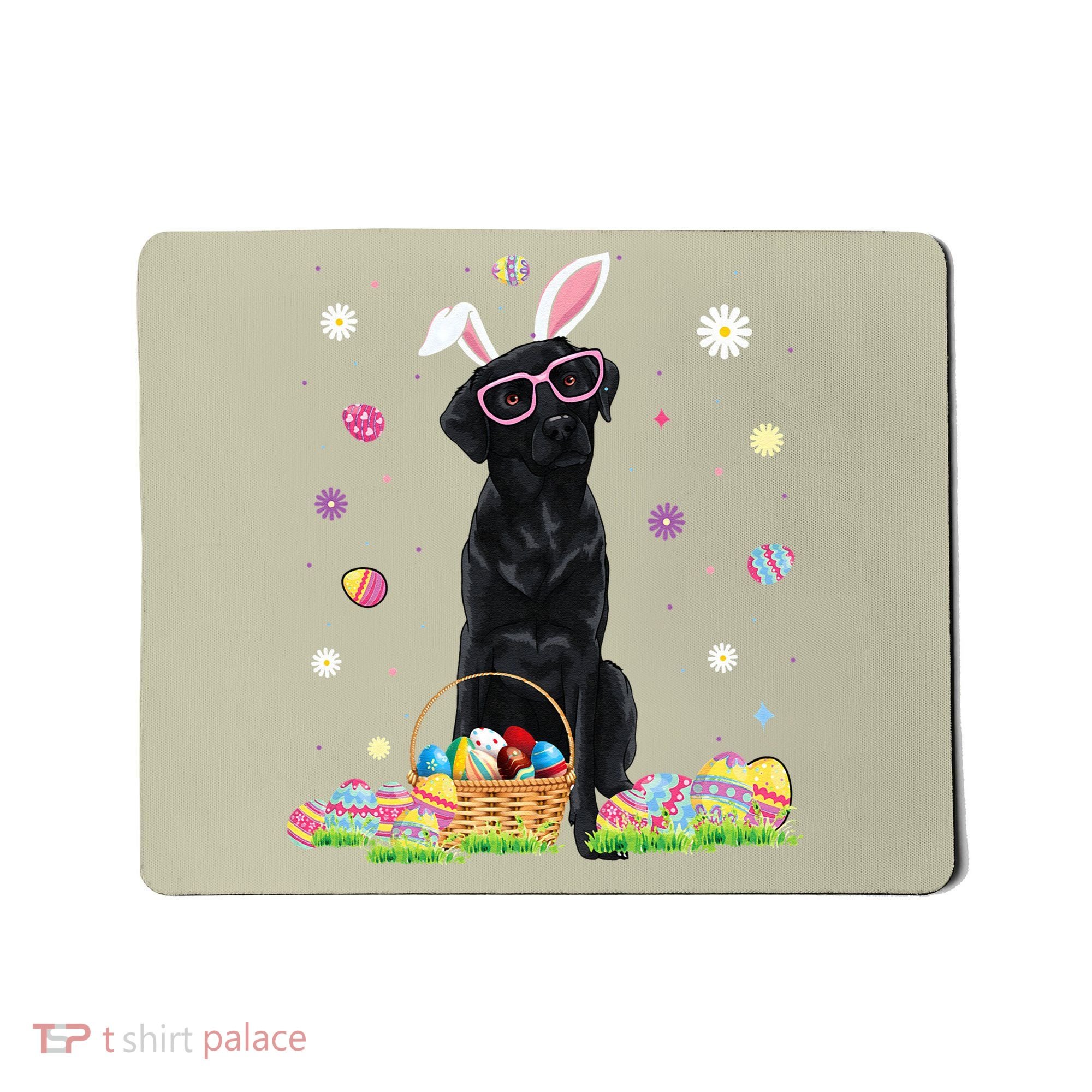 Happy Easter Cute Black Labrador Bunny Ears Dog Lovers Mousepad