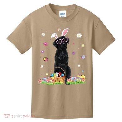 Happy Easter Cute Black Labrador Bunny Ears Dog Lovers Kids T-Shirt