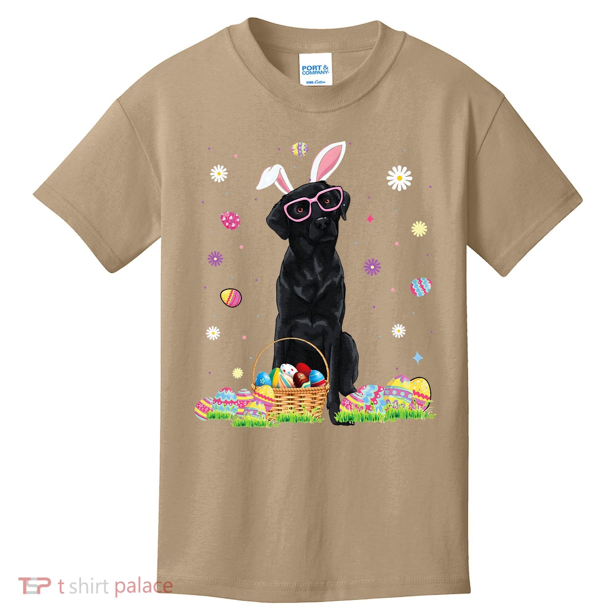 Happy Easter Cute Black Labrador Bunny Ears Dog Lovers Kids T-Shirt