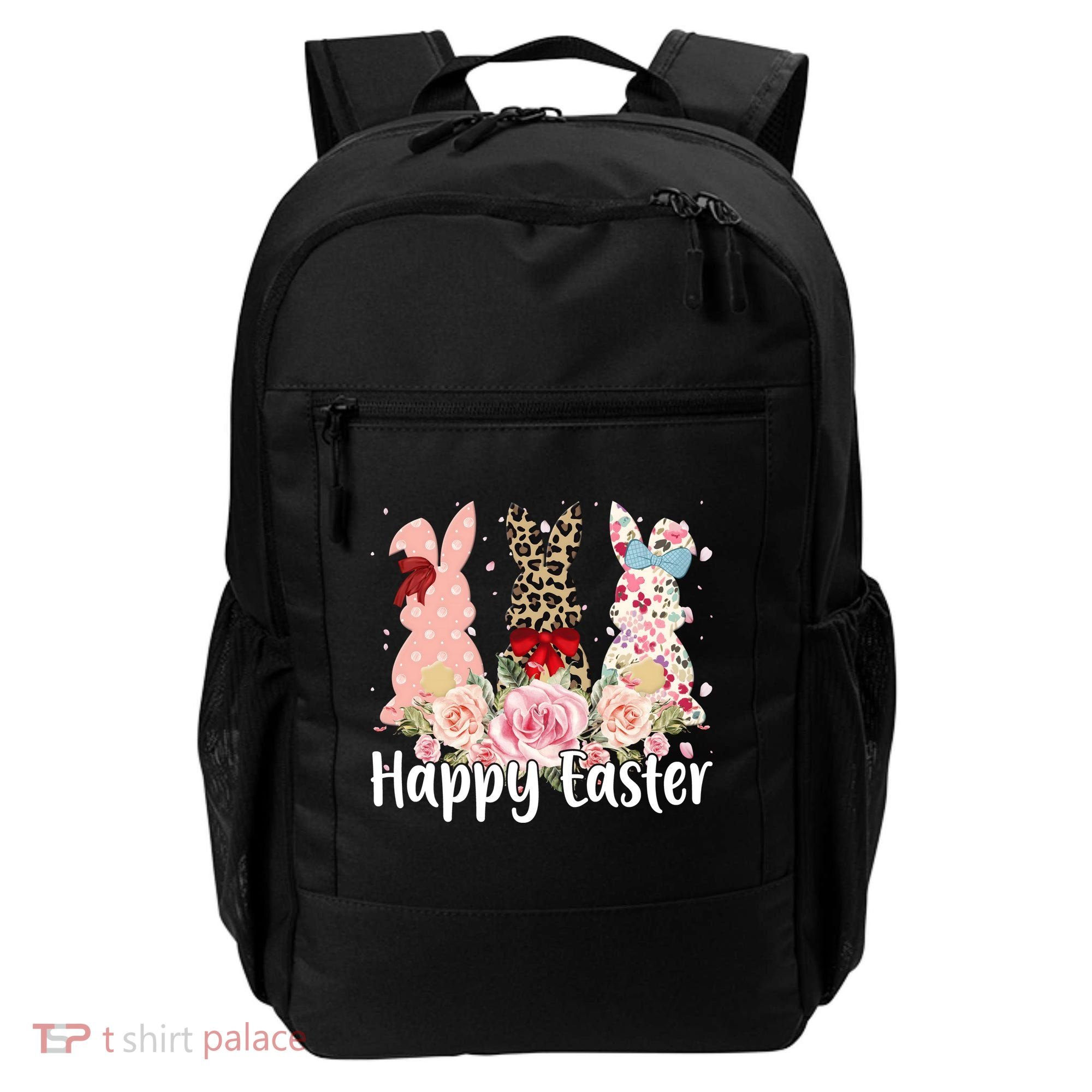 Happy Easter Cute Floral Bunnies Backpack