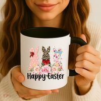 Happy Easter Cute Floral Bunnies Coffee Mug thumb 3