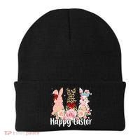 Happy Easter Cute Floral Bunnies Beanie thumb 0