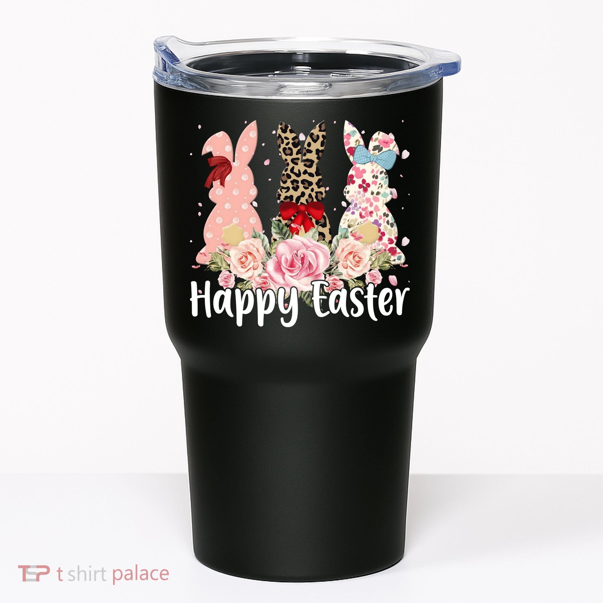 Happy Easter Cute Floral Bunnies Tumbler