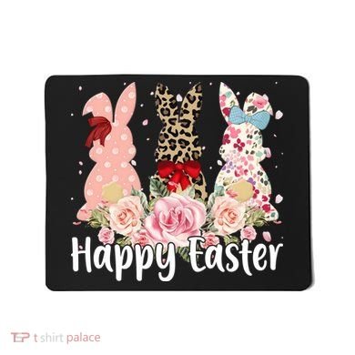 Happy Easter Cute Floral Bunnies Mousepad
