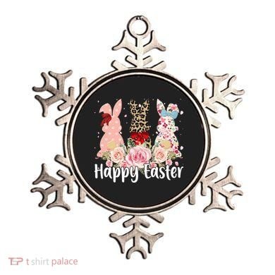 Happy Easter Cute Floral Bunnies Ornament