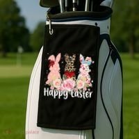 Happy Easter Cute Floral Bunnies Golf Towel thumb 2