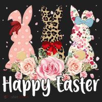 Happy Easter Cute Floral Bunnies Golf Towel thumb 3
