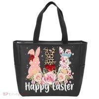 Happy Easter Cute Floral Bunnies Tote Bag thumb 0