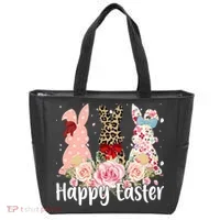Happy Easter Cute Floral Bunnies Tote Bag thumb 0