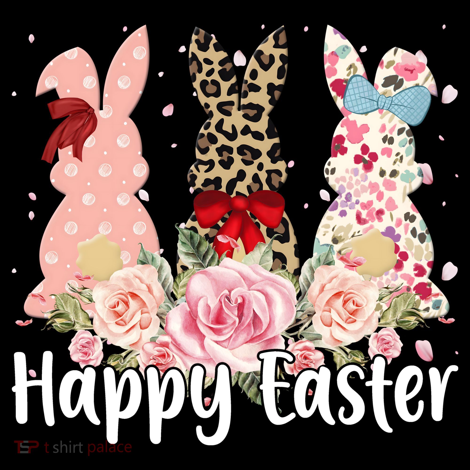 Happy Easter Cute Floral Bunnies Tote Bag