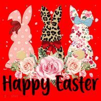 Happy Easter Cute Floral Bunnies Santa Hat thumb 1