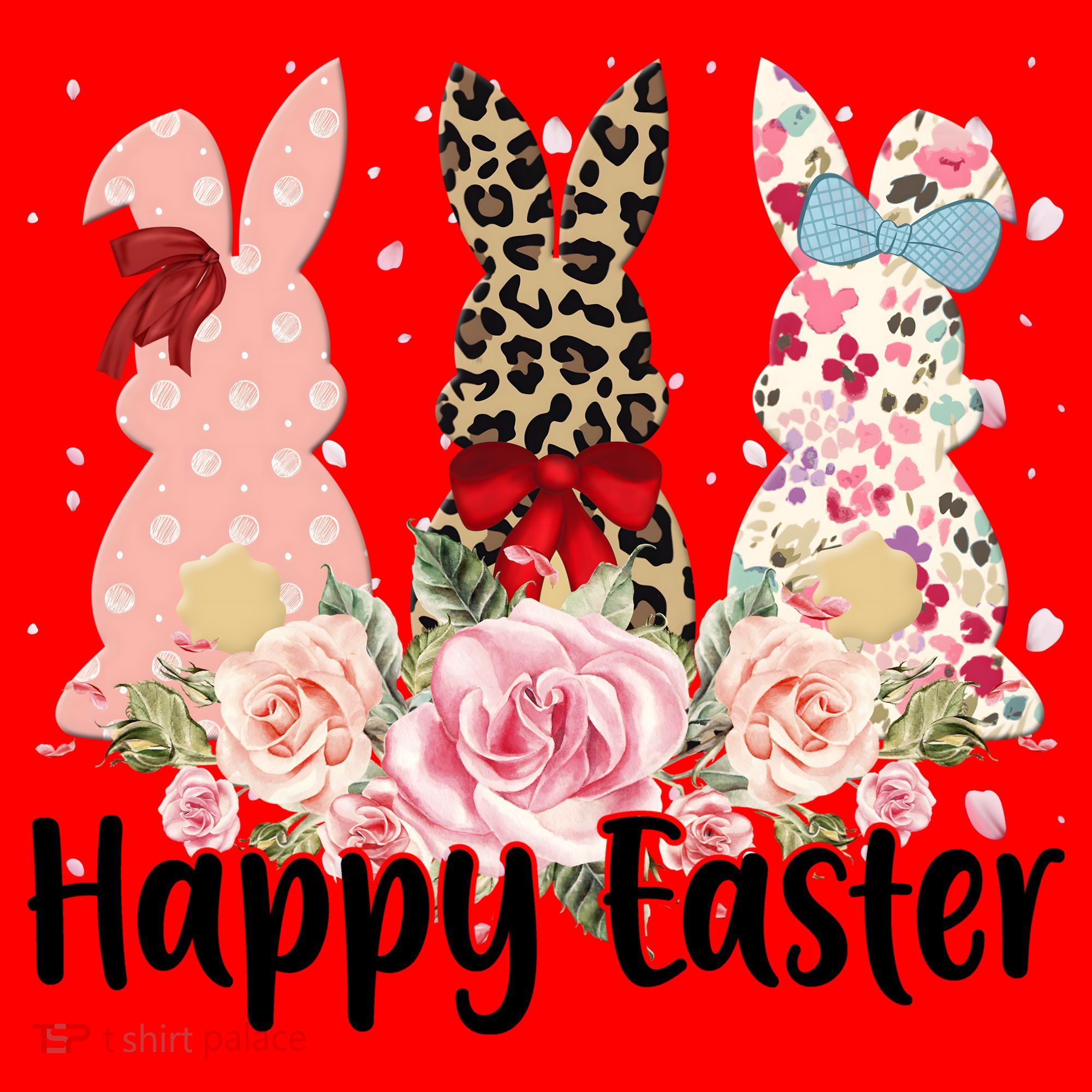 Happy Easter Cute Floral Bunnies Santa Hat