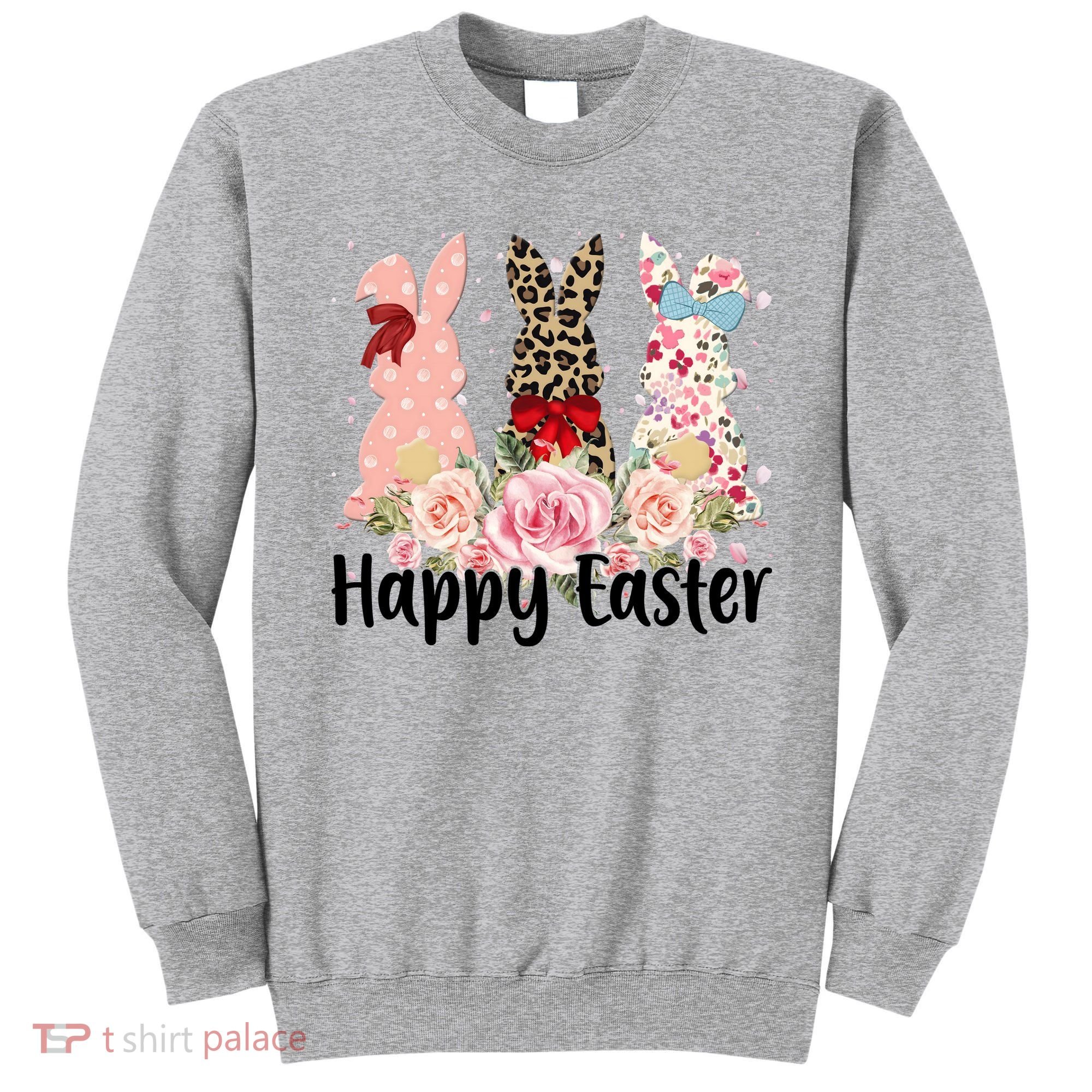 Happy Easter Cute Floral Bunnies Sweatshirt