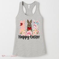 Happy Easter Cute Floral Bunnies Women's Tank Top thumb 0