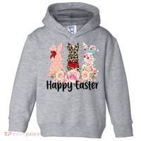 Happy Easter Cute Floral Bunnies Toddler Hoodie thumb 0
