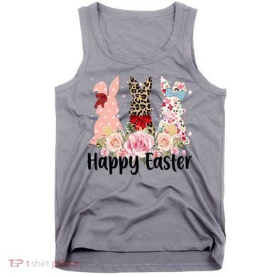 Happy Easter Cute Floral Bunnies Tank Top