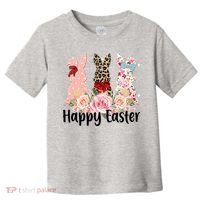 Happy Easter Cute Floral Bunnies Toddler T-Shirt thumb 0