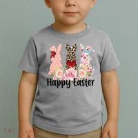 Happy Easter Cute Floral Bunnies Toddler T-Shirt thumb 2
